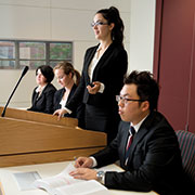 Students in a courtroom.