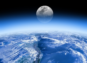 view of Earth and the moon from space
