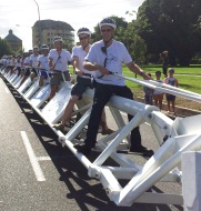 Riders seated on the world's longest bike