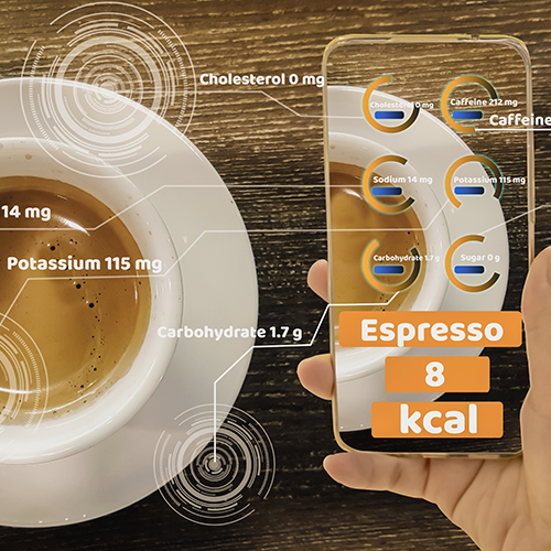 coffee being decoded by virtual calorie counter
