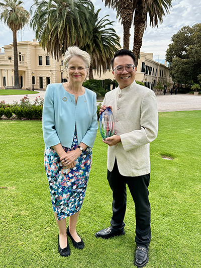 Governor of South Australia Frances Adamson AC with Eric Ho.