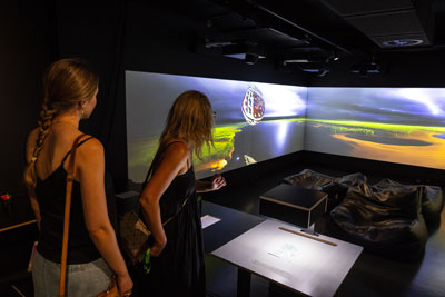 Visitors at MOD. explore the new interactive exhibition. Photo by Sia Duff.