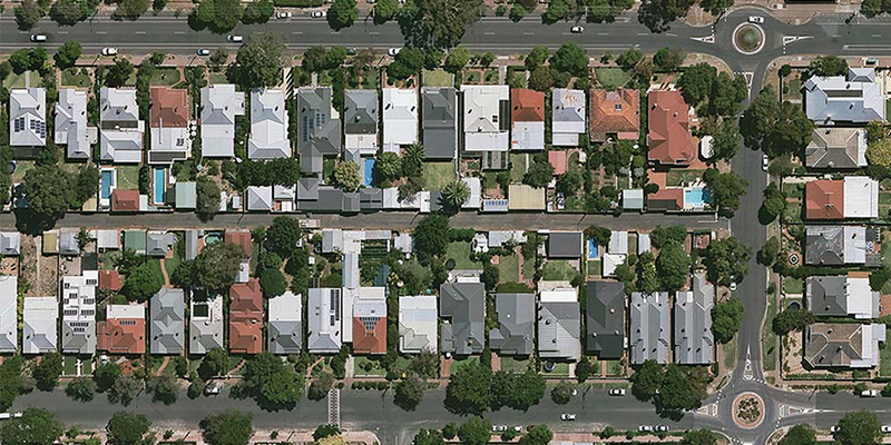 An aerial view of a houses