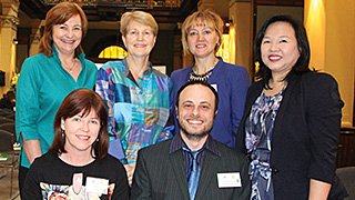 Eileen Giles and Maurizio Costabile (front), and Diana Collett, Patricia Kelly, Elena Sitnikova and Mei Sim.