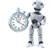 robot and a stopwatch