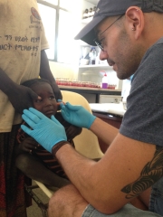  Oscar Kristein with the needle device in Ethiopia on a National Health and Medical Research Council project with thanks to the Bill and Melinda Gates Foundation