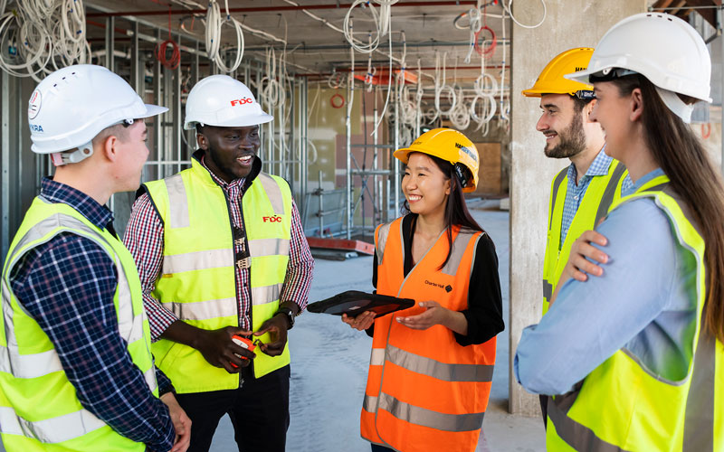 images of students at a construction placement