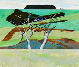 Wilson_Geoff_Pines_1978 Geoff WILSON, Pines, dead gums, Delamere (detail), 1978, oil on canvas, 75.0 x 88.0 cm, University of South Australia Art Collection. Photograph by Sam Noonan, courtesy Samstag Museum of Art. 