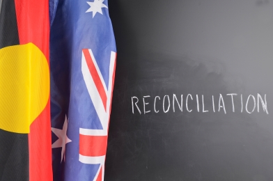 Aboriginal and Australian flags side by side