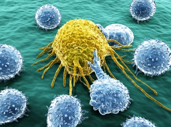 Illustration of cancers cells and lymph nodes
