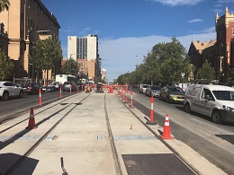Roadworks on North Terrace for Adelaide tram extension