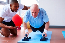 A senior person excercising