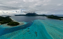 Clouds over French Polynesian islands 