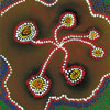 Spirit of the Campus by Rikurani, 2013.<br />
The concentric circles represent the six South Australian campuses of the University as meeting places of people from all nations. The darker background behind the circles represents the Aboriginal campfires with ochre-coloured earth in between. The dots represent land, water and people. The artwork was commissioned for the University of South Australia Reconciliation Action Plan.