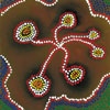 Spirit of the Campus by Rikurani, 2013.<br />
The concentric circles represent the six South Australian campuses of the University as meeting places of people from all nations. The darker background behind the circles represents the Aboriginal campfires with ochre-coloured earth in between. The dots represent land, water and people. The artwork was commissioned for the University of South Australia Reconciliation Action Plan.