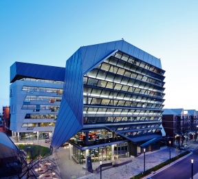 UniSA's Jeffrey Smart Building at dusk