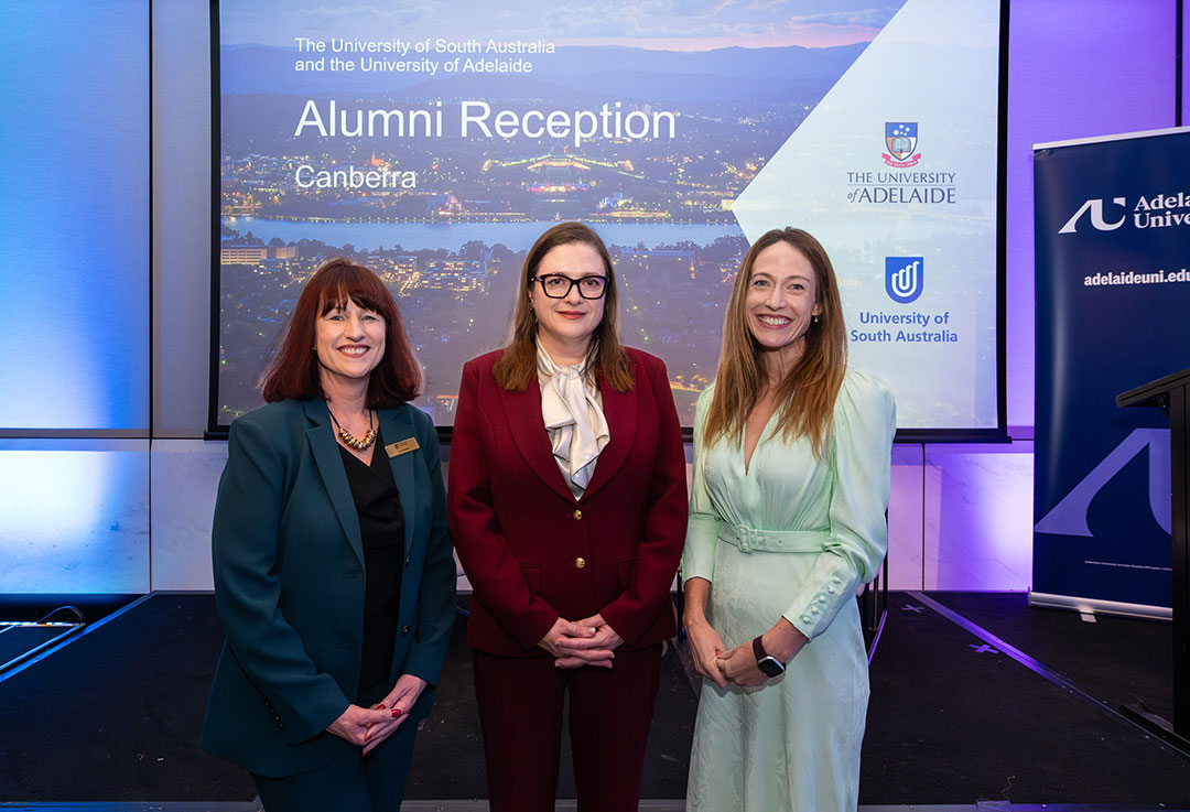 Liz, Professor Tanya Monro and Professor Jess Gallagher in Canberra