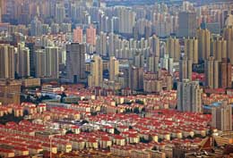 Shanghai houses and skyscrapers.