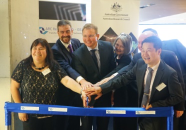 Leaders at the new IDEAL research hub cutting the ribbon to launch the centre 