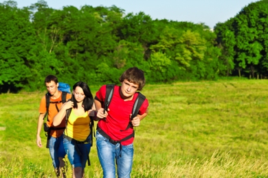 teenagers backpacking