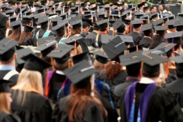 Graduates in caps and gowns 