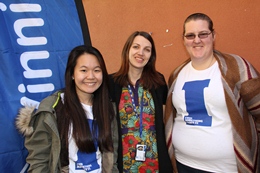 Sleepout volunteers Kimberley Goh, Froukje Jongsma and Tamara Hollitt