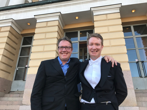 Professor Christopher Raymond with his brother in Helsinki.