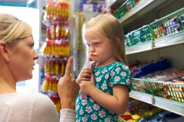 mother and child in supermarket