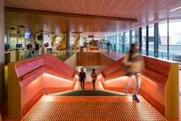 students walking up stairs in Jeffrey Smart building