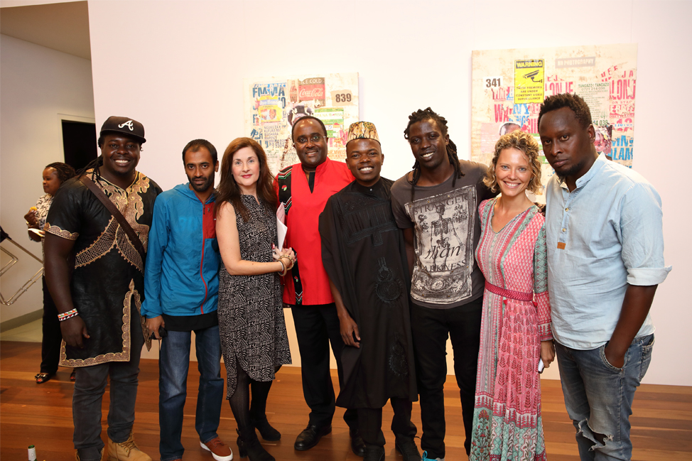 : Jacinta Thompson and Victoria Lewis with visiting artists and the High Commissioner for the Republic of Kenya – His Excellency Mr Isaiya Kabira.