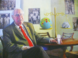 Prof Basil Hetzel portrait, The Remedy, by Adelaide artist Avril Thomas.