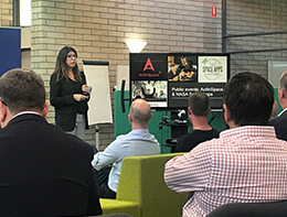 ICC Adelaide Director, Jasmine Vreugdenburg speaks to locals at the Whyalla engagement event