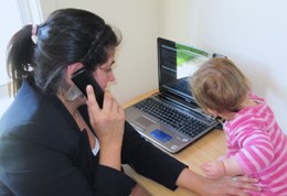 Working mum with young child 