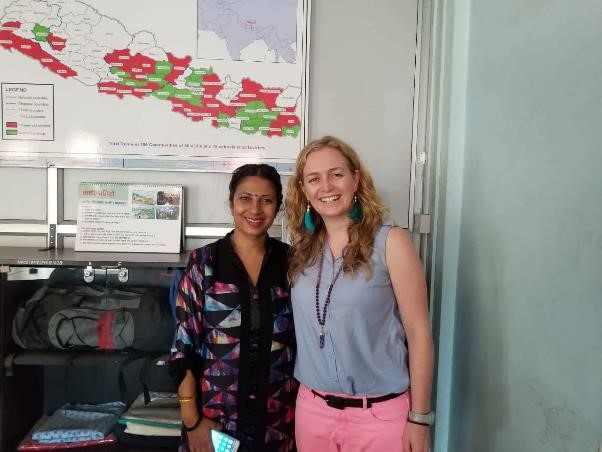 Becky-Jay and her colleague Gita Pandey, in the Nepal Red Cross Operations Centre in Kathmandu.