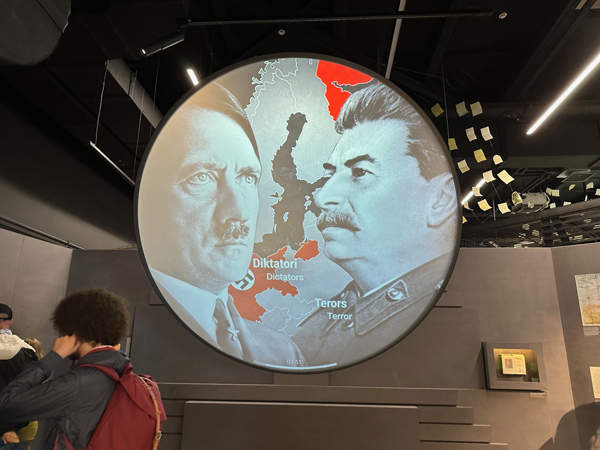 Latvia’s Museum of Occupation in Riga, formerly the Soviet Era Museum of Riflemen, displays artefacts from the periods of occupation by Nazi Germany and the USSR.