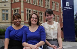 Medical Science program director Sandra Orgeig (centre) with students Cristina Galvan and Viera Stanekova