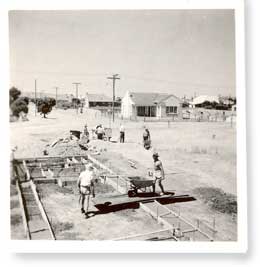 Pouring the foundations on a SAHBC House, photograph courtesy Jim Phillips.