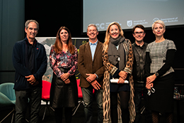 Terry Gold with panel at Venture Catalyst Space graduation pitches