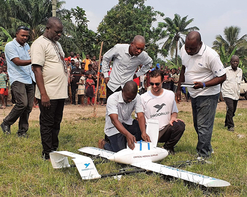 Eric Peck in Vanuatu with Swoop Aero's drone