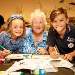 Children with elderly lady