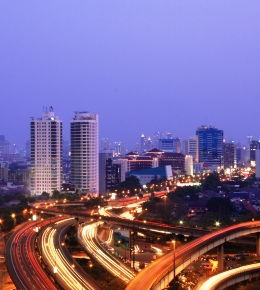 The city of Jakarta at night