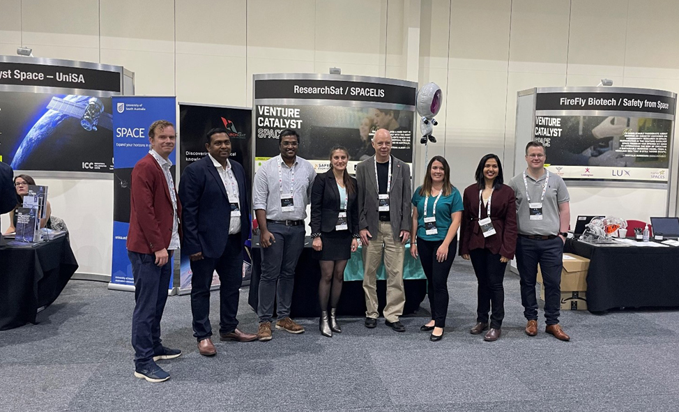 Dr Giles Kirby (left) the 11th Australian Space Forum at the Adelaide Convention Centre alongside some of his fellow Venture Catalyst Space startups.