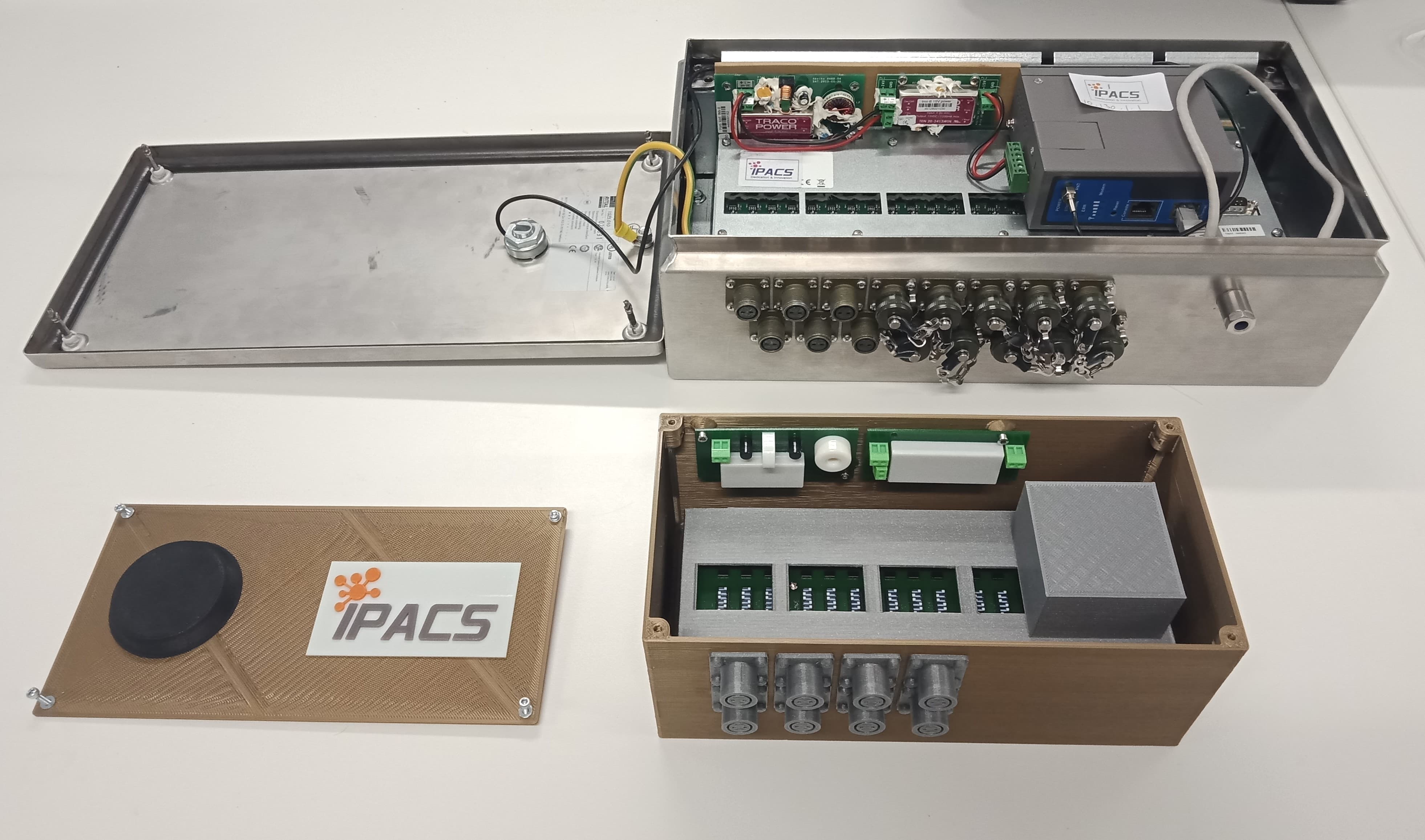 3D printed proto-type model (bottom) of a new Data Acquisition System.