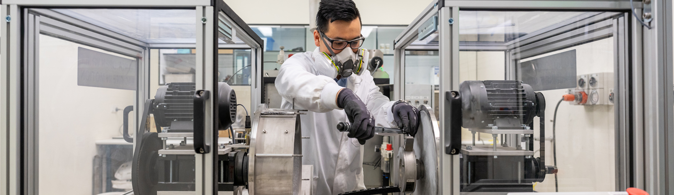 Researcher in the coatings lab