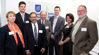 (L-R) Professor Marie Wilson, Professor John Rose, Professor Larry Lockshin, Professor Jordan Louviere, Professor David Lloyd, Maria Lambides and Professor Joffre Swait at the Institute for Choice launch in Sydney.