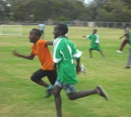 Kids playing soccer