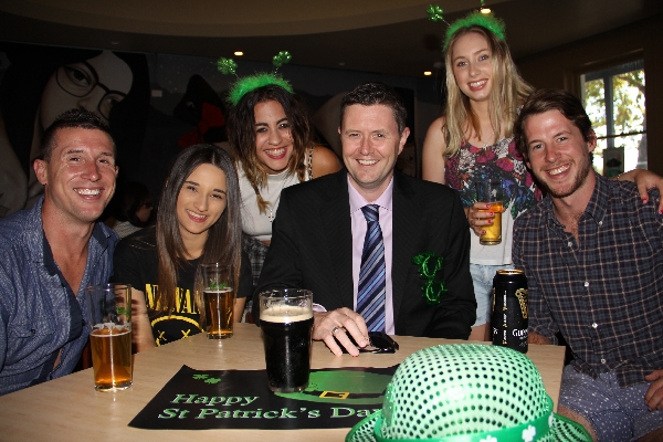 Professor David Lloyd with students at the West Bar opening on City West campus