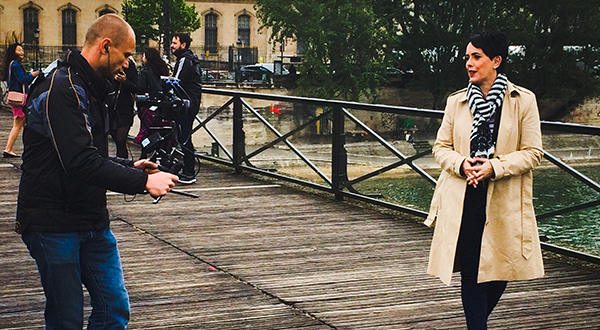 Image: Annette filming a special for The 51 Percent on the untold stories of women in the history of Paris