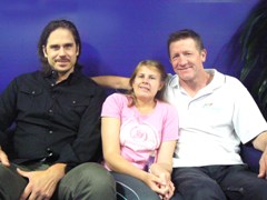 Maarten Immink and Chris McDermott with Meg Fauser, 19 (centre)