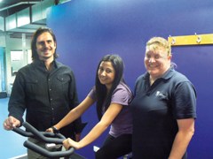 Maarten Immink and Carmel Nottle with Sophia Kontogonis on the bike